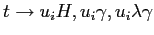 $ t\to u_i H, u_i \gamma, u_i \lambda \gamma$